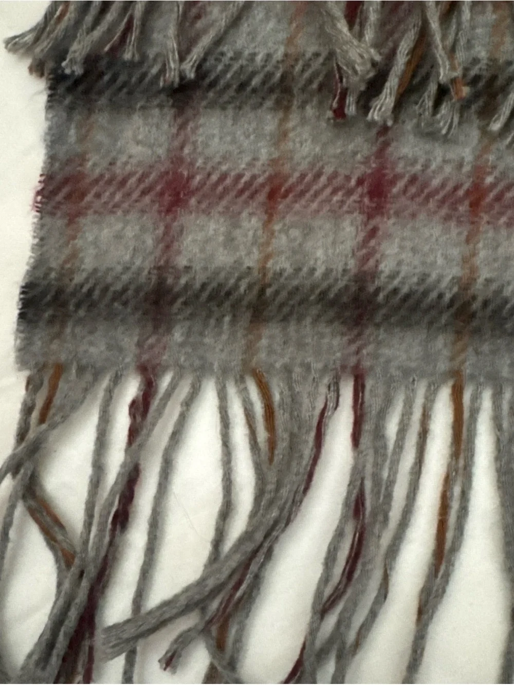 Christian Dior   Grey & Maroon  Wool Scarf